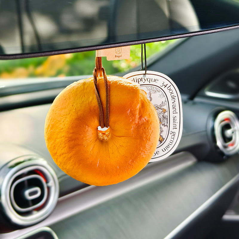 Creative Car Hanging Car Pendant Bagel Avocado Rearview Mirror Pendant Car Decoration Car Interior Accessories 2025 New Style