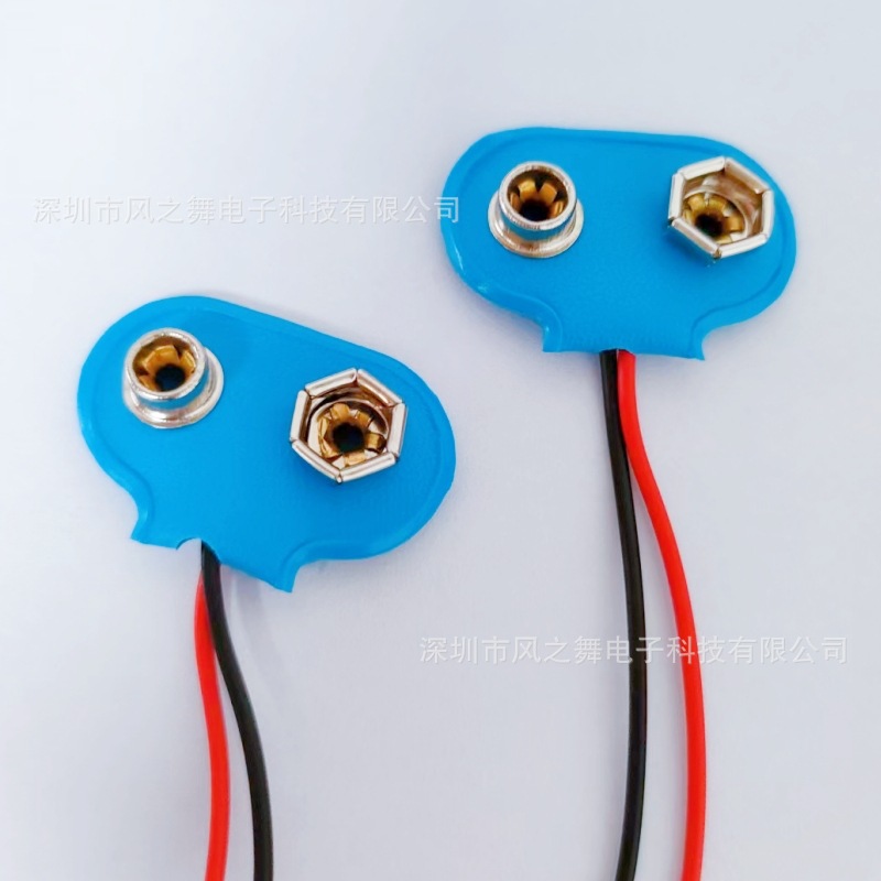 厂家直销蓝皮T字型9v电池扣 9V电池夹 6F22电池扣线 蓝色