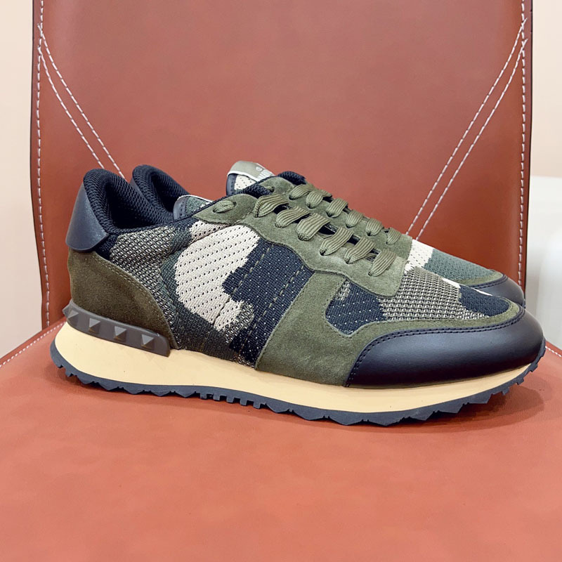 Estación europea transfronteriza VT camuflaje zapatilla masculina versión alta de remaches gruesa-suela de cuero moda casual encaje hasta color marea zapatos