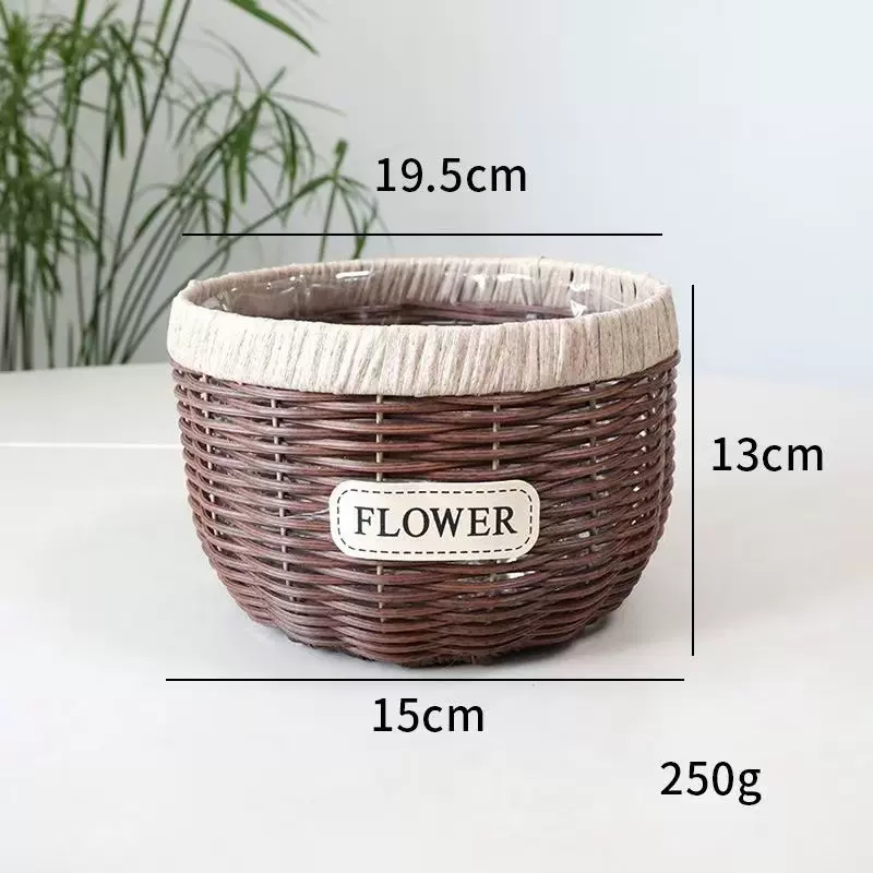 手工藤编提篮新款仿真创意绿植花盆竹编花艺花店鲜花插花编织花篮