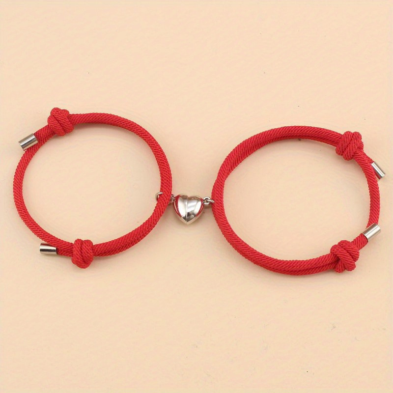 New cross-border product: a pair of magnetic heart bracelets, handmade, simple and adjustable, couple's wristbands, direct supply from foreign trade sources New cross-border product: a pair of magnetic heart bracelets, handmade, simple and adjustable, couple's wristbands, direct supply from foreign trade sources