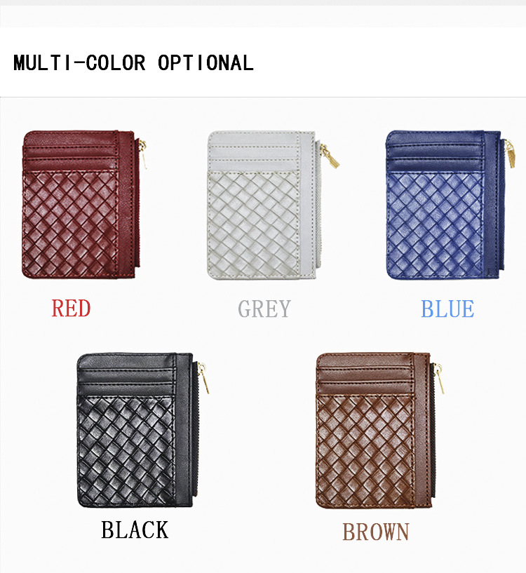 45g Weight Pu Leather Material Solid Color Pattern Unisex Gender Light Grey, Red, Blue, Black Color Korean New Simple Multi-card Position Ultra-thin Purse 20