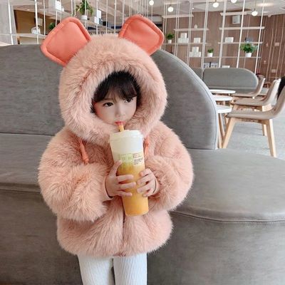 Female baby Winter clothes thickening Villus sweater Children 2021 winter new pattern Children's clothing Children children coat