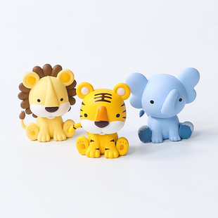Tiger Lion Elephant Cute Small Animal PVC Doll Ornaments Mori Cartoon Small Animal Cake Decoration