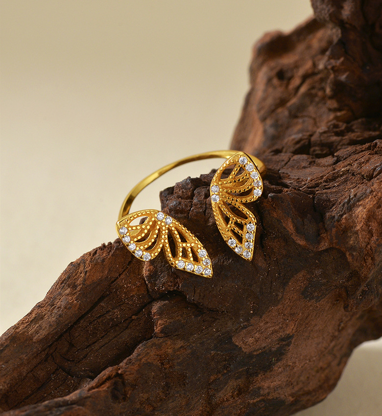 Adjustable Ring Size 925 Sterling Silver Zircon Butterfly Open Rings 925 Sterling Silver Rings