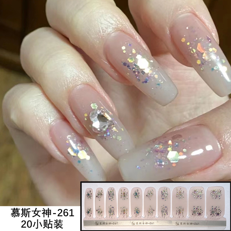 Nuevo 20 pegatinas de uñas 20 pegatinas de dedo completo para hornear pegatinas sin lámpara en stock pegatinas de uñas transfronterizas al por mayor