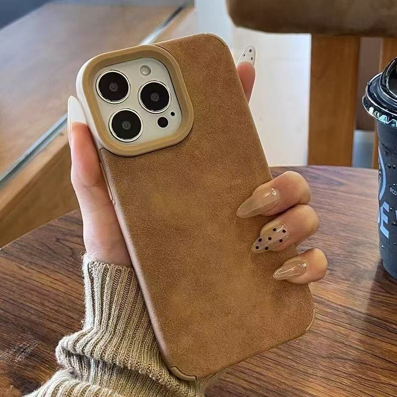 Funda de piel de cordero Tianti adecuada para Apple 16 Pro Max, color sólido para iPhone 15/14/13/12/electrochapada