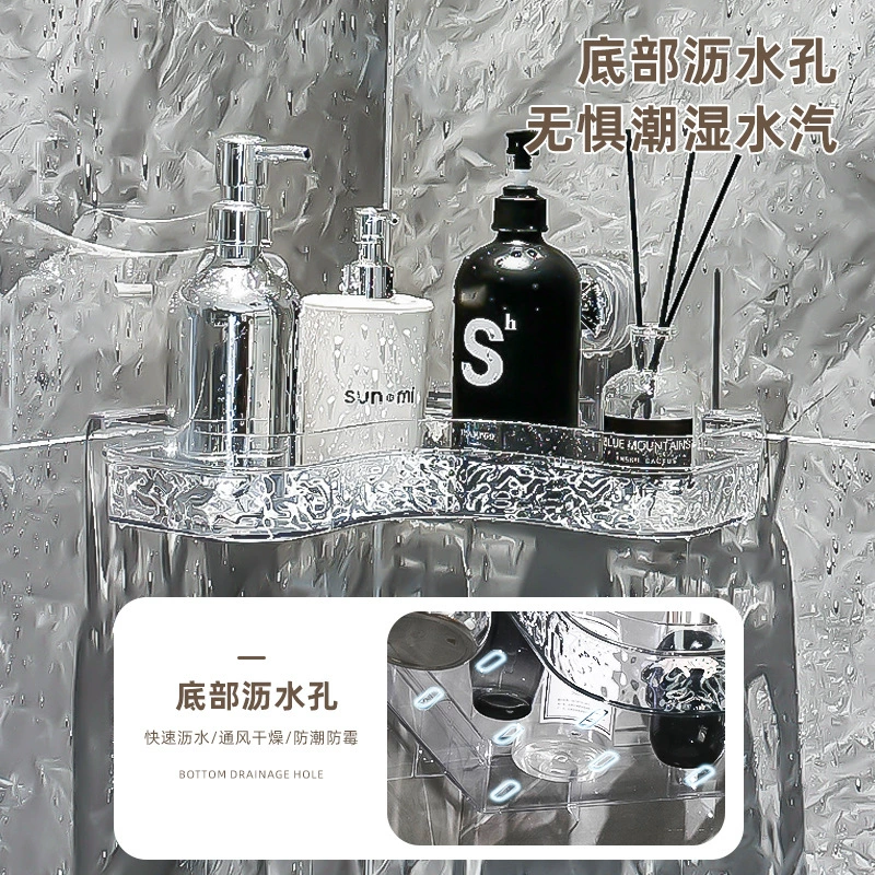 Угловая полка для ванной комнаты с креплением на присосках, треугольная, без сверления, настенная, для туалета