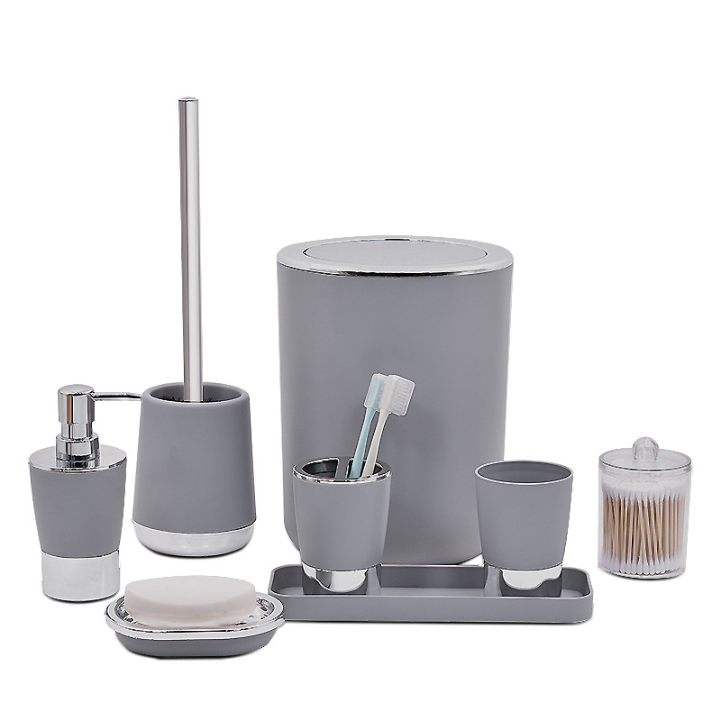 Baño de lujo ligero conjunto de artículos de higiene de baño de cuatro piezas conjunto de cepillo de dientes de baño contenedor de basura conjunto de baño ornamentos