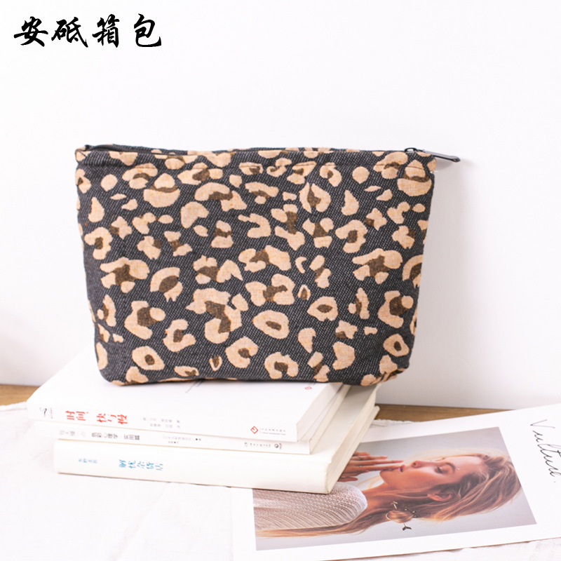 源头工厂豹纹帆布化妆包大容量护肤品洗漱包布艺拉链化妆品收纳包