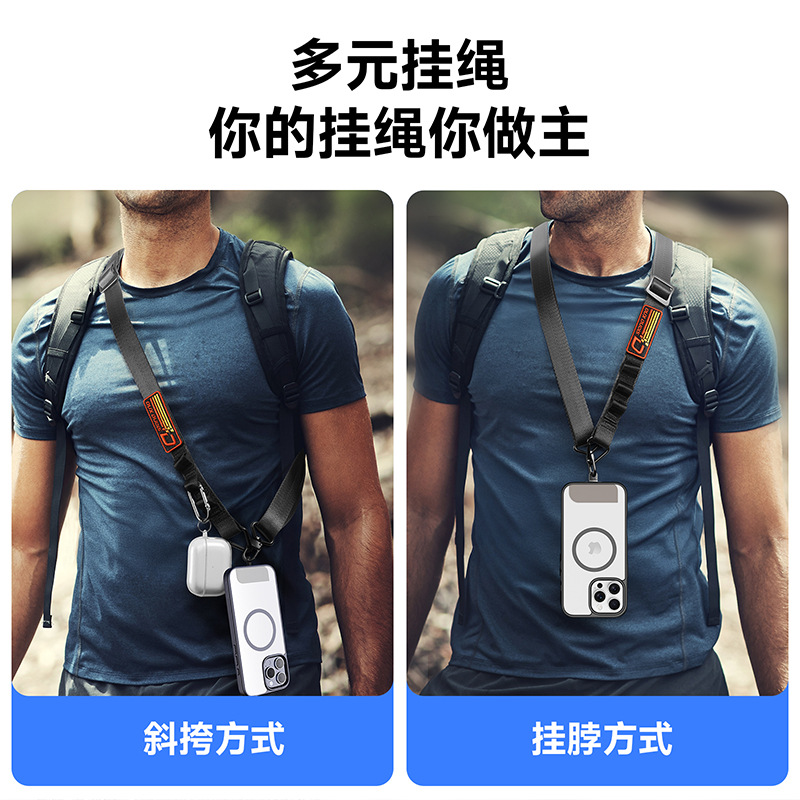 Nylon trenzado 2 - en - 1 multifuncional al aire libre correa de cuerda de teléfono móvil cuello de cuello inclinado a prueba de pérdida de cuerda al por mayor transfronteriza