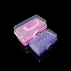 三層手提げ多機能収納ボックス折りたたみカードツールボックス美甲箱美術生雑物プラスチック収納ボックス