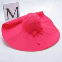 大檐帽子女夏2024新款遮脸海边度假沙滩防晒遮阳帽折叠太阳渔夫帽
