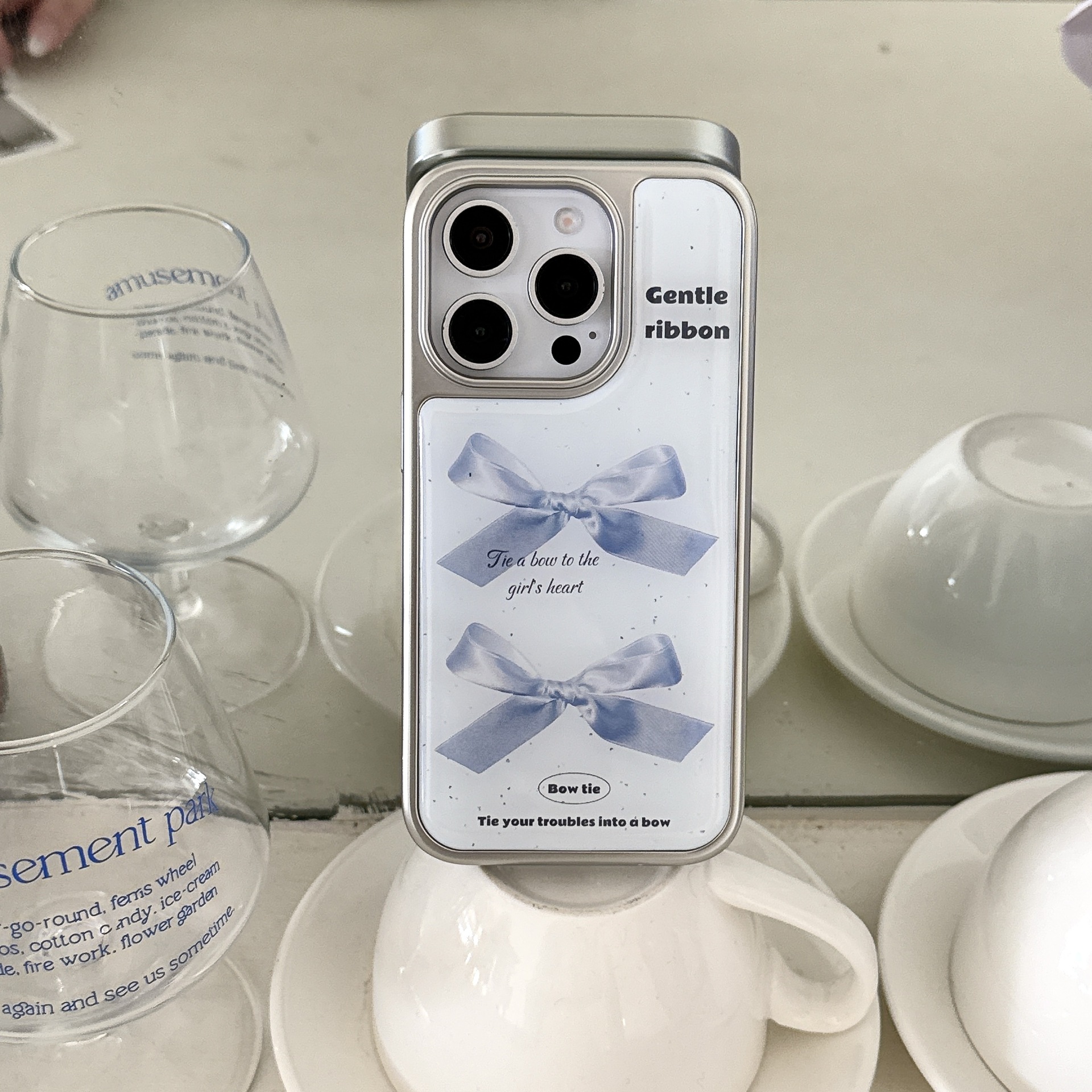 El lazo de goteo de tinta coreano es adecuado para Apple 16promax funda para teléfono móvil 14/15 pareja 13 nicho 15Pro