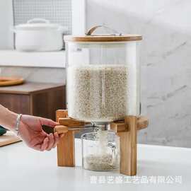 高硼硅玻璃计量米桶杂粮储米箱米缸防潮防虫储藏带底座防潮储物