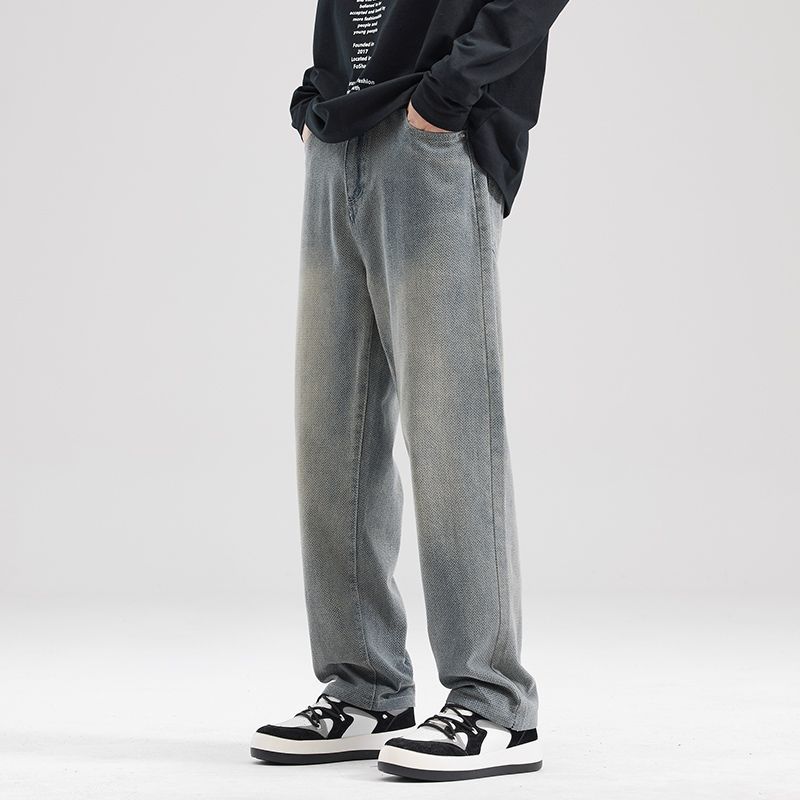 Jeans Rectos con Estampado Galáctico para Hombre Corte Holgado Pierna Ancha