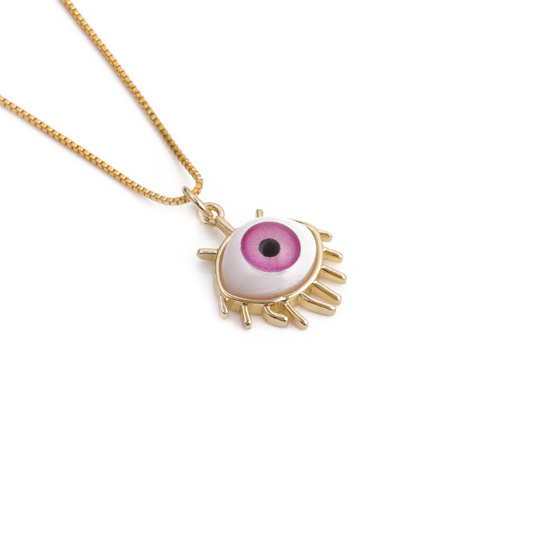 simple dripping evil eye pendant copper zircon necklace wholesale