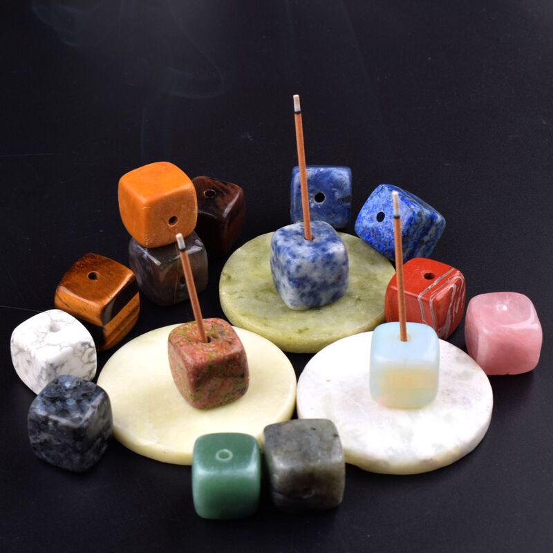 Natural Pink Purple White Crystal Raw Stone Cube Incense Holder Small Ornament Incense Stick Holder Aromatherapy Stone Decoration Ornament Natural Pink Purple White Crystal Raw Stone Cube Incense Holder Small Ornament Incense Stick Holder Aromatherapy Stone Decoration Ornament