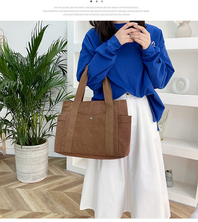 Artistic and simple canvas bag, mother's bag, middle-aged work handbag, cloth bag, large-capacity shoulder bag, women's single-shoulder bag Application Scenario