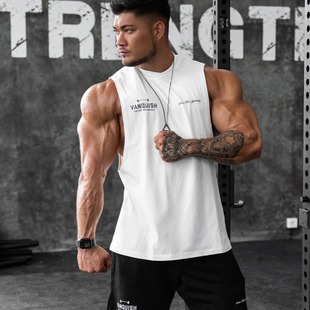 Cross-Border Fitness Running Leisure Sports Fitness Vest Summer New Men's Muscle Outdoor Trendy Brand Sleeveless T-Shirt