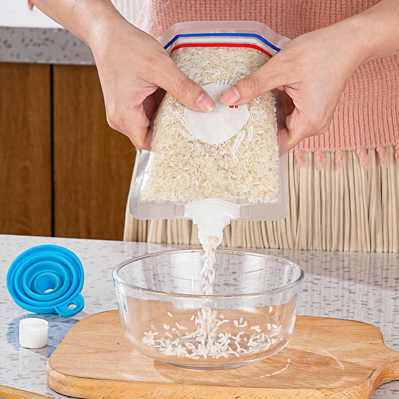 Bolsa de almacenamiento sellada de grano transparente de calidad alimentaria bolsa de almacenamiento de alimentos a prueba de humedad a prueba de insectos bolsa sellada con boquilla de succión para el hogar