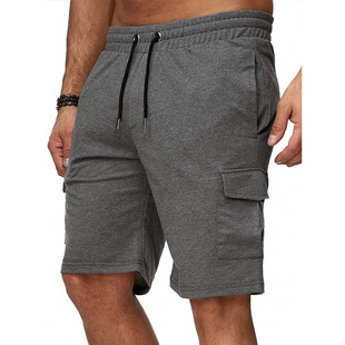 New cross-border plus size men's short sports overalls multi-pocket shorts fitness pants sports casual pants