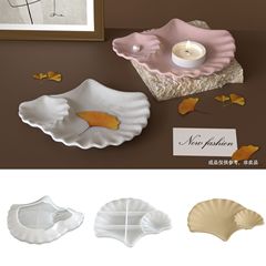 虞美人 香薰石膏树脂大小两连银杏叶托盘diy树叶碟子摆件硅胶模具