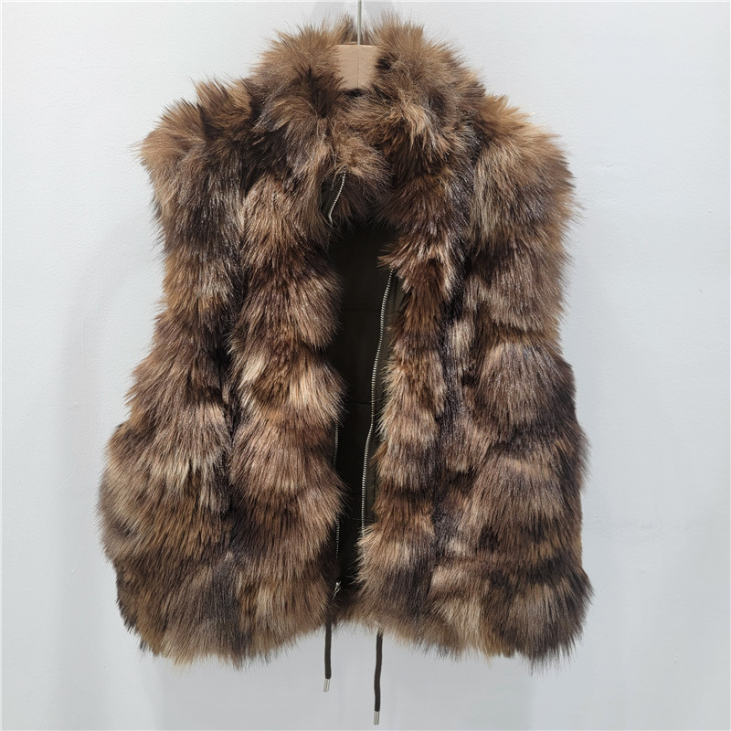 2025 invierno nuevo chaleco de piel de diseño caliente de mujer doble cara para usar abrigo de hombro de lana ecológico