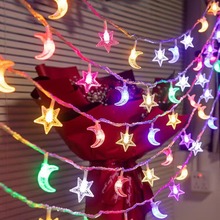 LED灯串新年星月混搭彩灯太阳能房间卧室氛围灯星星灯月亮灯圣诞