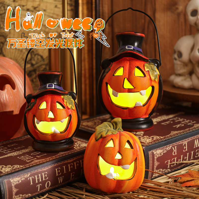 Halloween Satchel Pumpkin Lantern Ornaments Props Atmosphere Night Light Lantern Decorations Arrangement Gifts Toys Small Gifts
