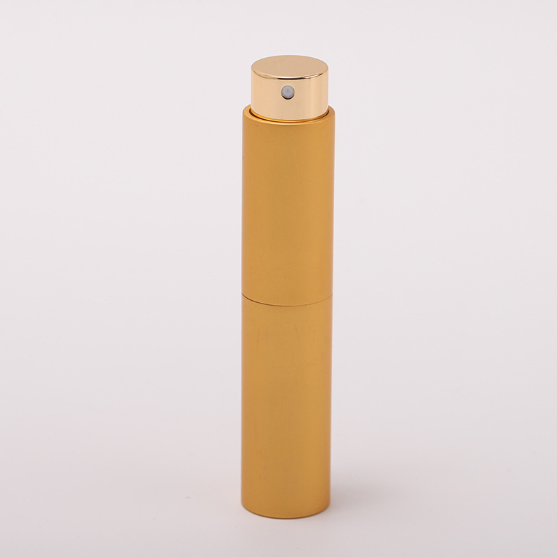 10ml portátil giratoria de dos secciones retráctil perfume sub-botella vacía botella impresa logotipo botella de aerosol muestra botella de vidrio