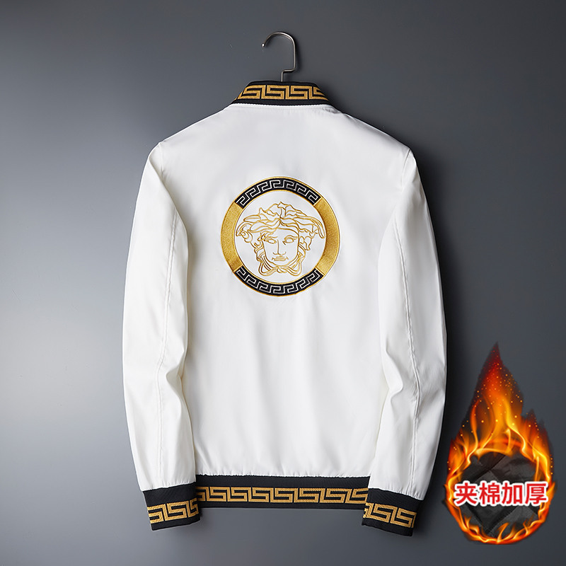 Grupo en vivo compra al por mayor Otoño e Invierno nueva chaqueta de los hombres forrada de lana engrosada 2075 belleza cabeza bordada chaqueta caliente