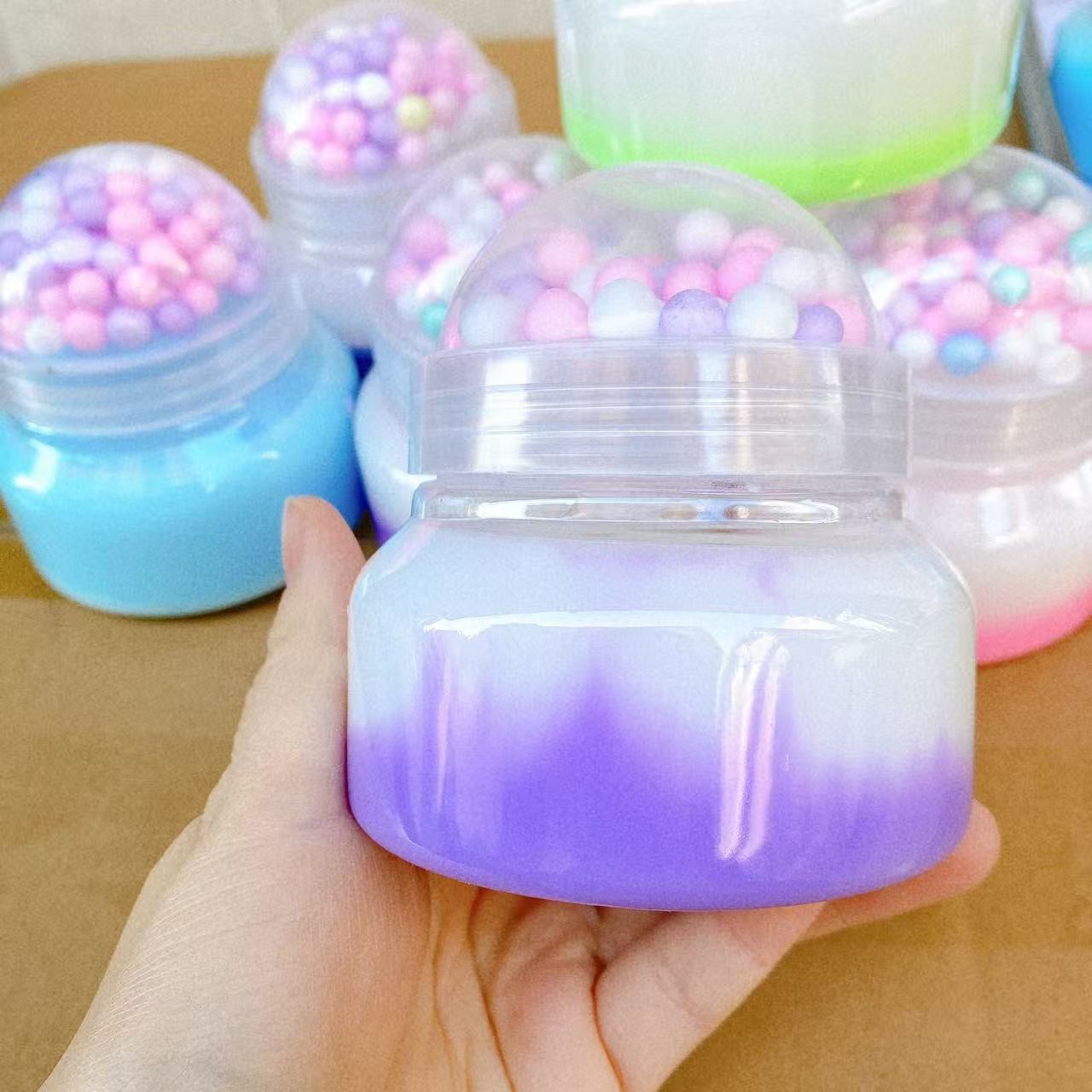 Juguetes de descompresión de dos colores cinta espumosa perlas de color puzzle slime barro de cristal barro de color alta permeabilidad al por mayor 2 yuanes