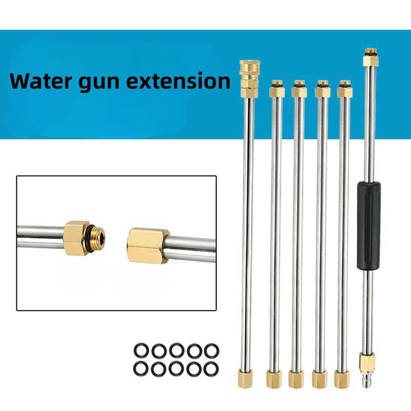 Cross-Border High-Pressure Water Gun Stainless Steel Eaves Cleaning Rod 1/ 4inch Extension Rod Extension Rod 4000Psi Set