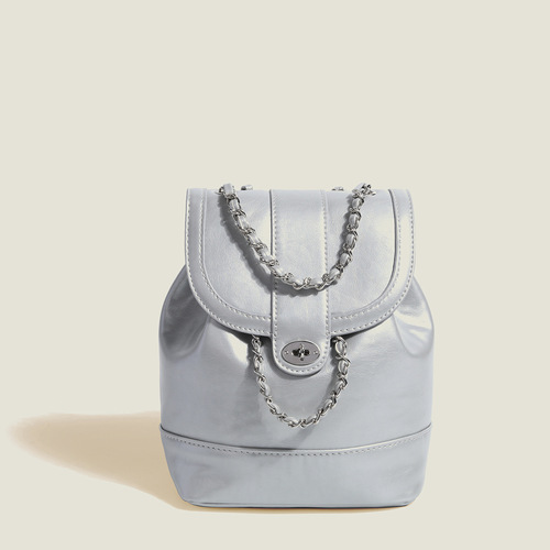 South Korean niche new mini Chanel-style chain backpack for women, Instagram blogger, student, oil-wax leather, dropshipping one piece