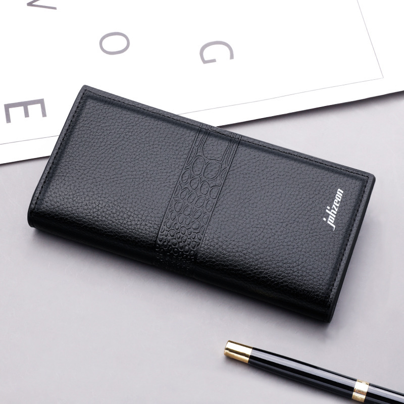 Multi-functional wallet men's fashion brand Long Zipper fashion personality large capacity button Youth hand embossed