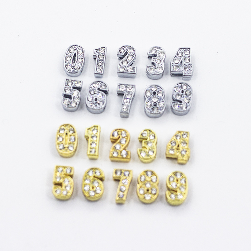 Alloy diamond 8mm 10mm wear digital DIY car number plate bracelet with key chain and other wholesale Alloy diamond 8mm 10mm wear digital DIY car number plate bracelet with key chain and other wholesale