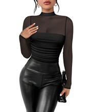 P 45575 Sexy Y2K Mesh Long Sleeve Top �Ը���ɴ���� �羳����