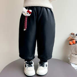 女小童羽绒裤冬季2025新款洋气儿童白鸭绒保暖裤子女宝宝冬装皮裤