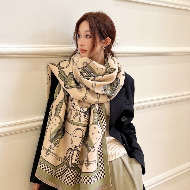 Sciarpa jacquard in cashmere imitazione di alta qualità e di lusso leggero, scialle invernale versatile da donna, antivento e caldo spesso_voghion.com