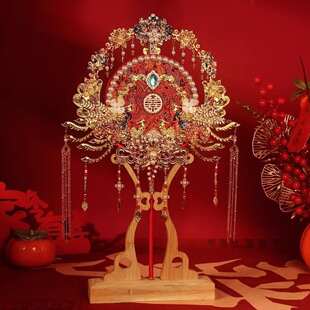 Traditional Chinese Wedding Fan Bride Engagement Gift High-End Double-Sided Heavy Handmade DIY Material Kit Finished Fan Xiuhe