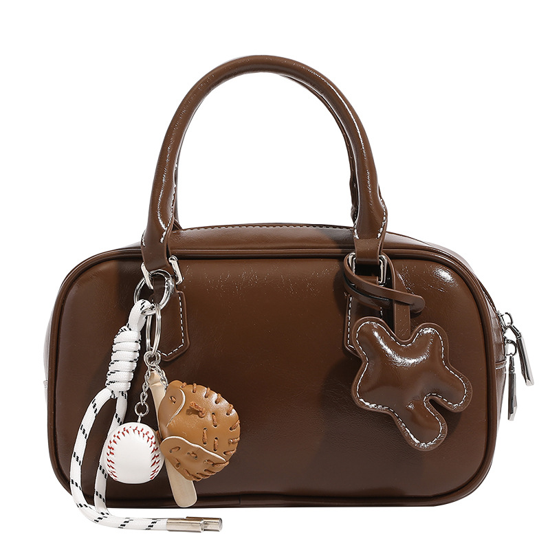 Bolso de tostado de textura avanzada bolso de boliche pequeño bolso de boliche mujer otoño e invierno nicho Boston bolso de hombro único mujer