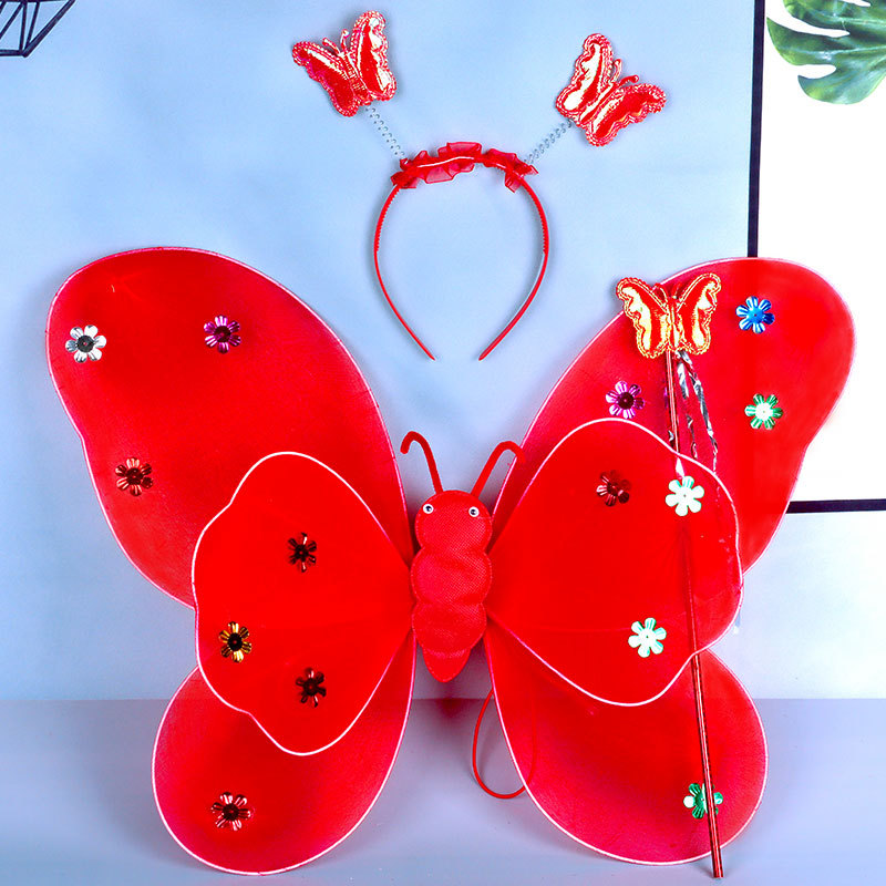 Set de Alas de Mariposa Luminosas Set de 3 Piezas de Poliéster, Luminoso para Día del Niño y Cosplay