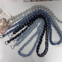 手机挂绳长款斜挎可背黑金小香风牛仔链子ins毛边流苏编织高端链