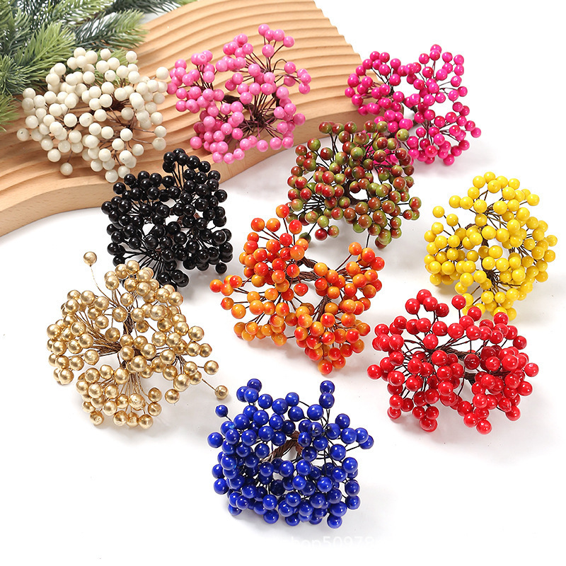 1.2cm Christmas Decorations Simulated Double-Headed Red Fruit DIY Material Foam Fruit Garland Christmas Tree Decoration with