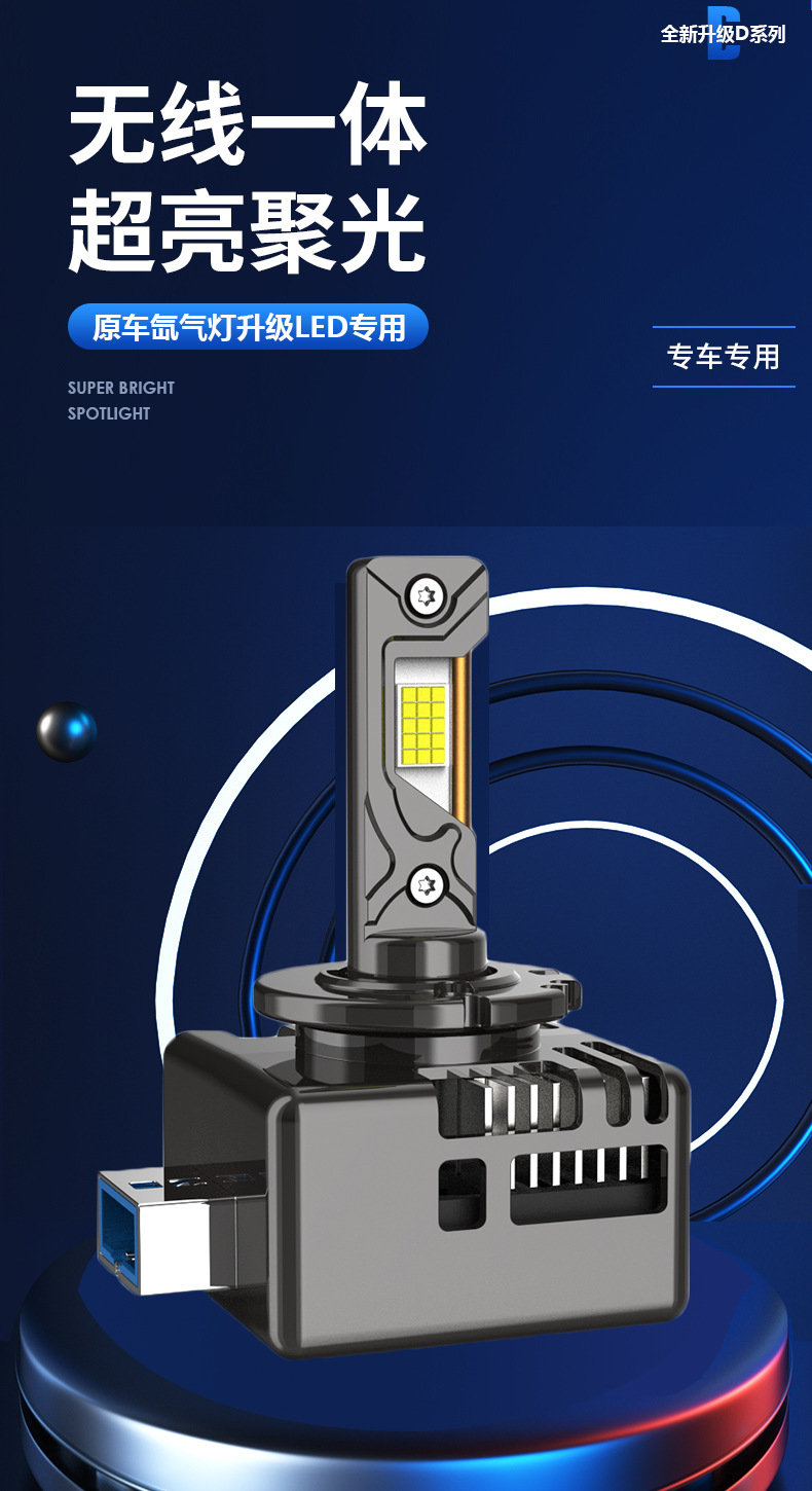 Cross-Border Automotive Led Headlights Plug-In Type D1S D2S D3S D4S D5S Super Strong Decoding Spotlight Front Headlights