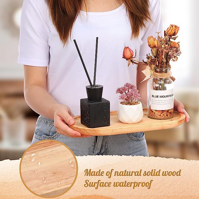 木制浴室台面装饰托盘梳妆台化妆品收纳托盘厨房柜台木托盘