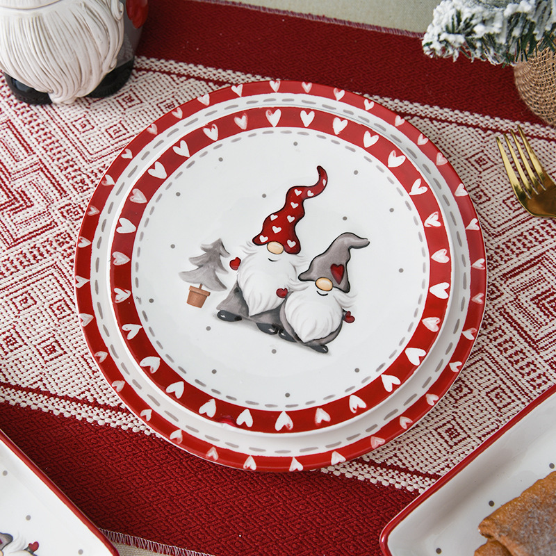 Transfronterizo Amazon nuevo estilo nórdico enano de Navidad plato creativo plato de fiesta de cerámica de Navidad plato de postre image 5