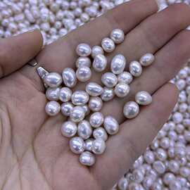 【梦间珠宝】浅粉调温柔强光小石头7mm两面光裸珠异形巴洛克平替