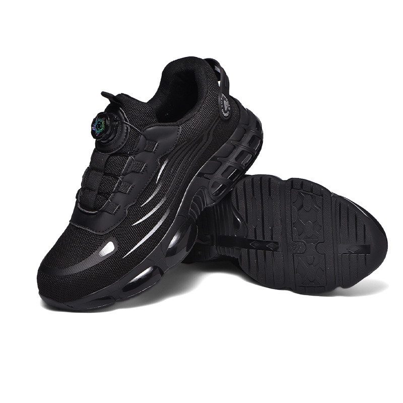 Breathable and Comfortable Safety Work Shoes with Fly-Knit Mesh, Men's Anti-Smash and Puncture-Resistant Safety Shoes